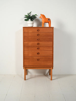 Cassettiera scandinava in teak con sei cassetti, anni ’60