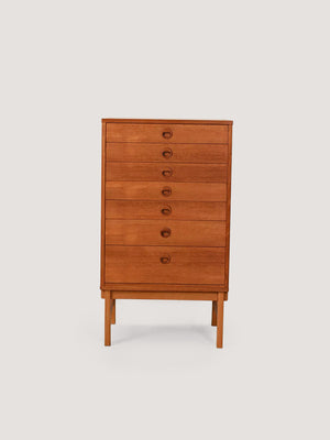 Cassettiera scandinava in teak con sei cassetti, anni ’60