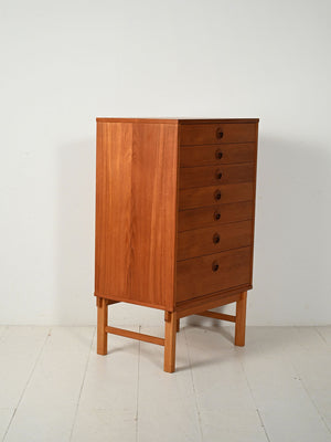 Cassettiera scandinava in teak con sei cassetti, anni ’60 2
