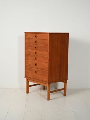 Cassettiera scandinava in teak con sei cassetti, anni ’60 3