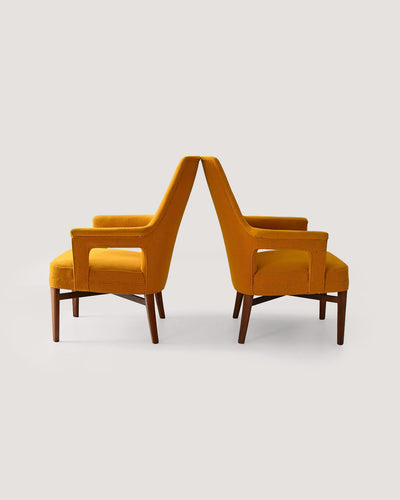 Coppia di poltroncine scandinave vintage anni '50 gialle