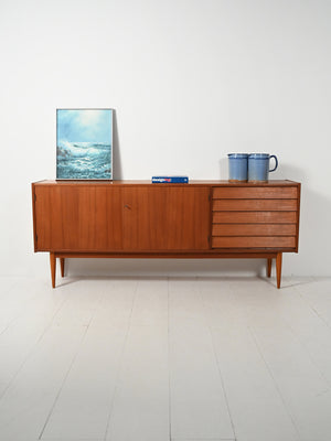 Sideboard scandinavo con cassetti a tegola anni 50