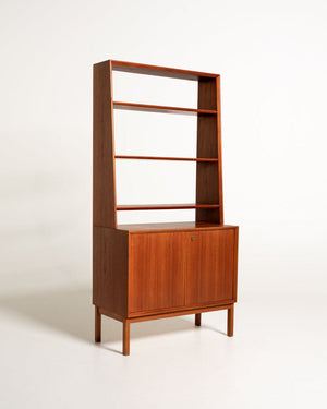 Libreria scandinava vintage in teak con mobile contenitore