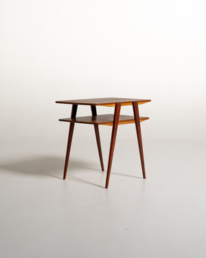 Tavolino a due livelli in teak e mogano, anni ’50