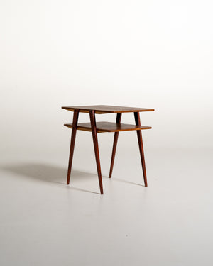 Tavolino a due livelli in teak e mogano, anni ’50