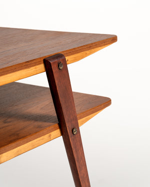 Tavolino a due livelli in teak e mogano, anni ’50