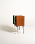 Mobile bar scandinavo in teak con serranda, anni 50