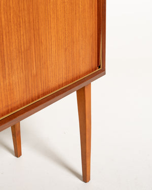 Mobile bar scandinavo in teak con serranda, anni 50
