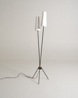 Lampada da terra scandinava con due paralumi, anni ’50