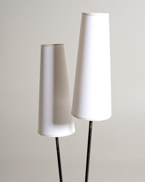 Lampada da terra scandinava con due paralumi, anni ’50