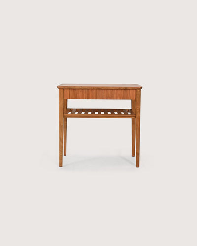Comodino scandinavo con portariviste a listelli