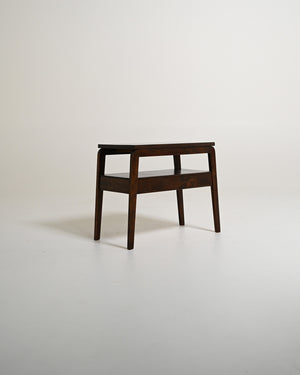 Comodino scandinavo in teak e legno scuro, anni '50