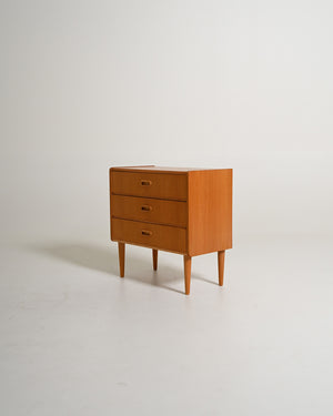 Comodino scandinavo con tre cassetti, anni '50/'60