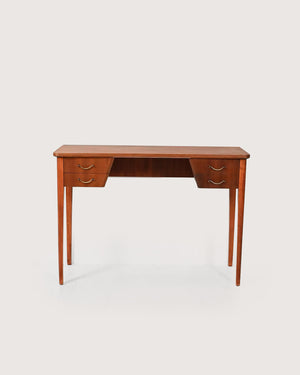 Scrivania scandinava in mogano con maniglie in ottone