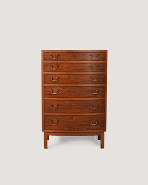 Sestina scandinava in mogano con maniglie in ottone