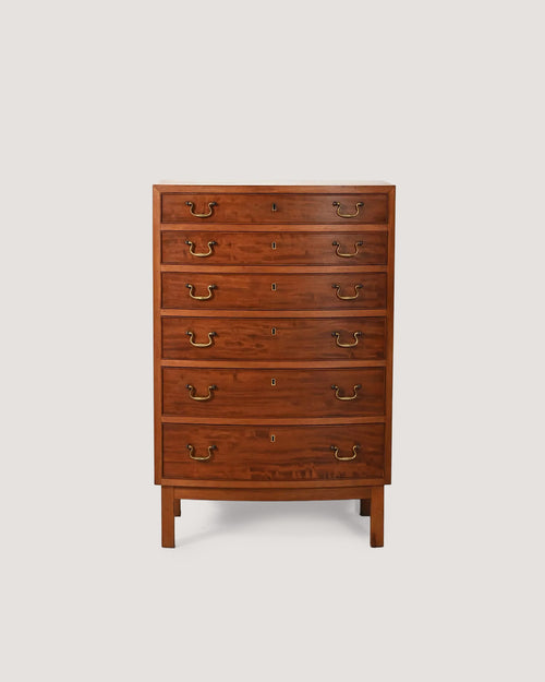 Sestina scandinava in mogano con maniglie in ottone