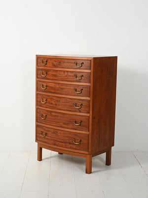 Sestina scandinava in mogano con maniglie in ottone 2