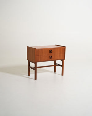 Comodino scandinavo con due cassetti, anni '60