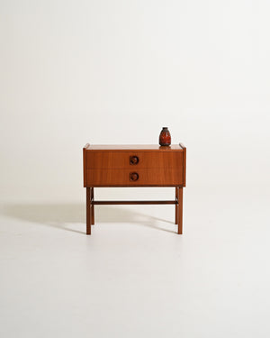 Comodino scandinavo con due cassetti, anni '60