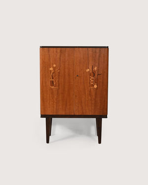 Mobile bar scandinavo degli anni '40 con intarsi