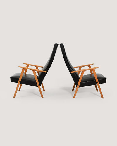 Coppia di poltrone scandinave anni 50-60 con schienale alto