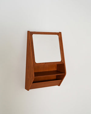 Specchio pensile in teak con vano contenitore, Scandinavia, anni '60