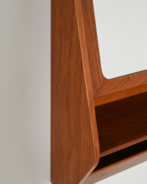 Specchio pensile in teak con vano contenitore, Scandinavia, anni '60