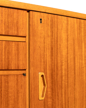 Highboard scandinavo in teak e rovere, anni ’60