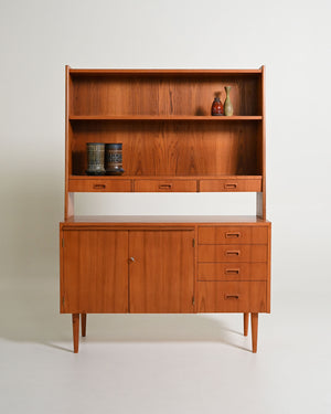 Libreria con scrittoio in teak, produzione scandinava, anni '60