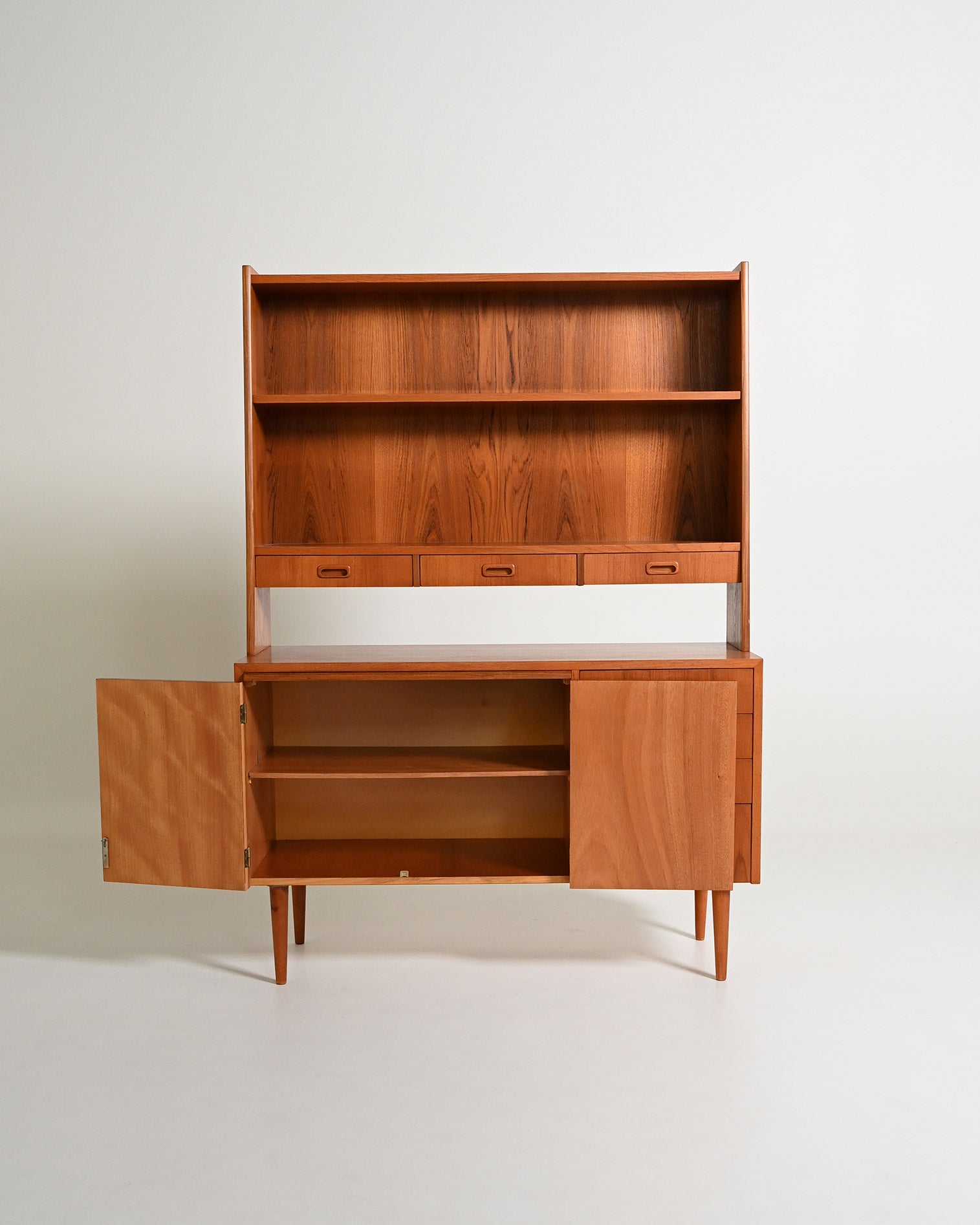 Libreria con scrittoio in teak, produzione scandinava, anni '60