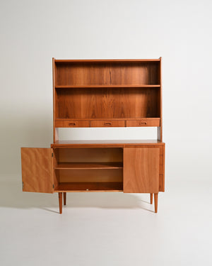 Libreria con scrittoio in teak, produzione scandinava, anni '60