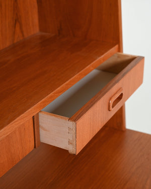 Libreria con scrittoio in teak, produzione scandinava, anni '60