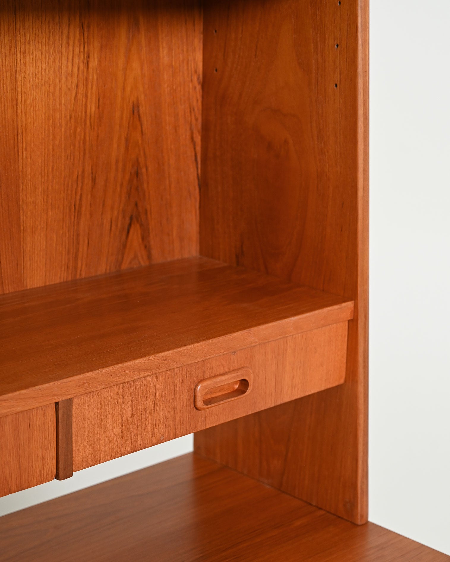 Libreria con scrittoio in teak, produzione scandinava, anni '60