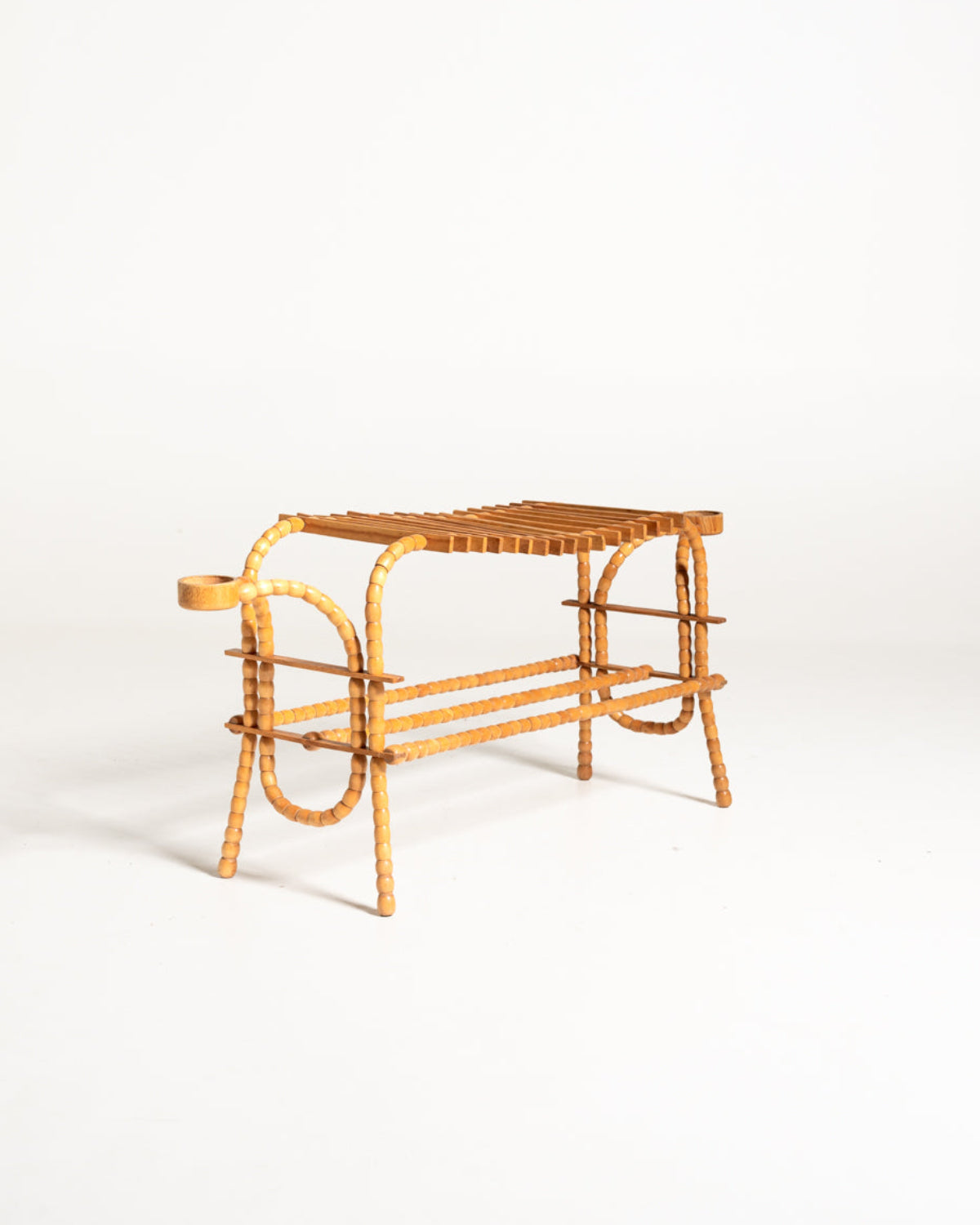 Portafiori scandinavo in betulla e olmo, anni ’40
