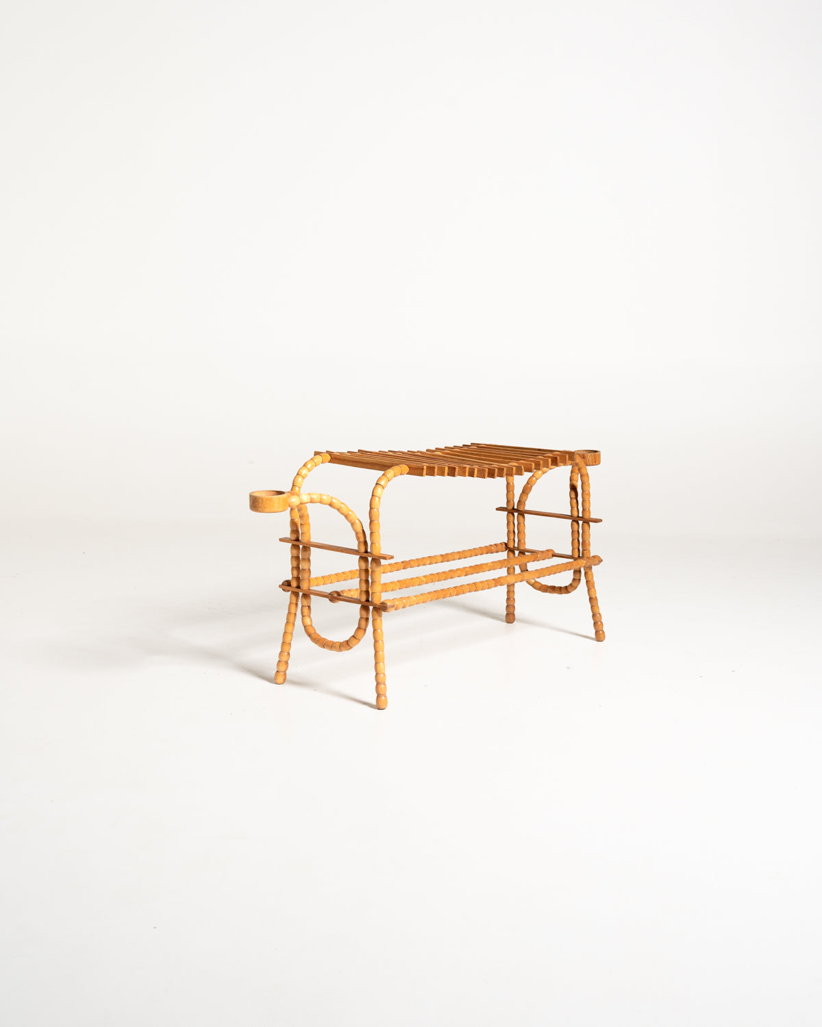 Portafiori scandinavo in betulla e olmo, anni ’40