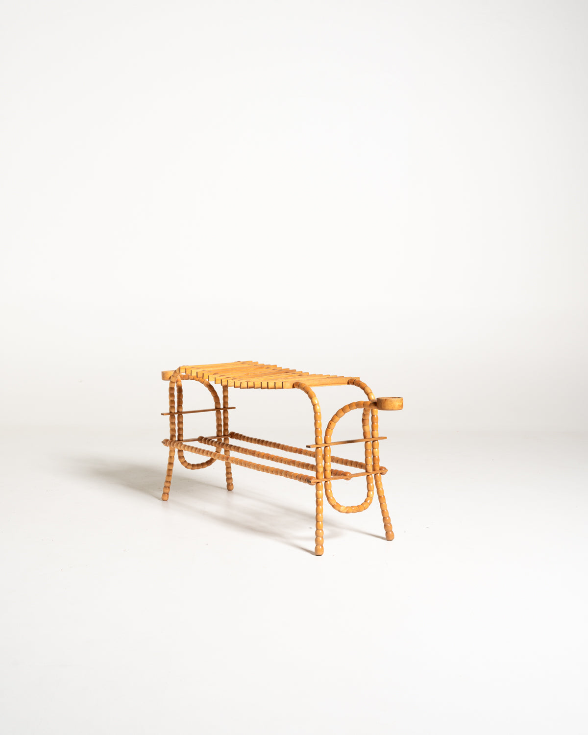 Portafiori scandinavo in betulla e olmo, anni ’40