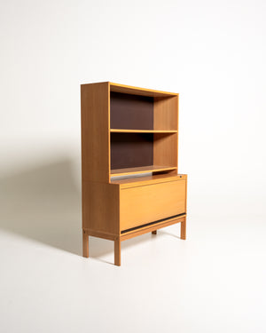 Libreria scandinava in rovere con serranda, anni ’60
