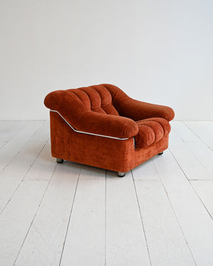 Poltrona vintage in velluto arancio, anni ’70 2