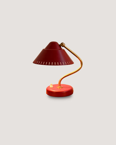 Lampada da tavolo rossa prodotta da Ringus, anni ‘50