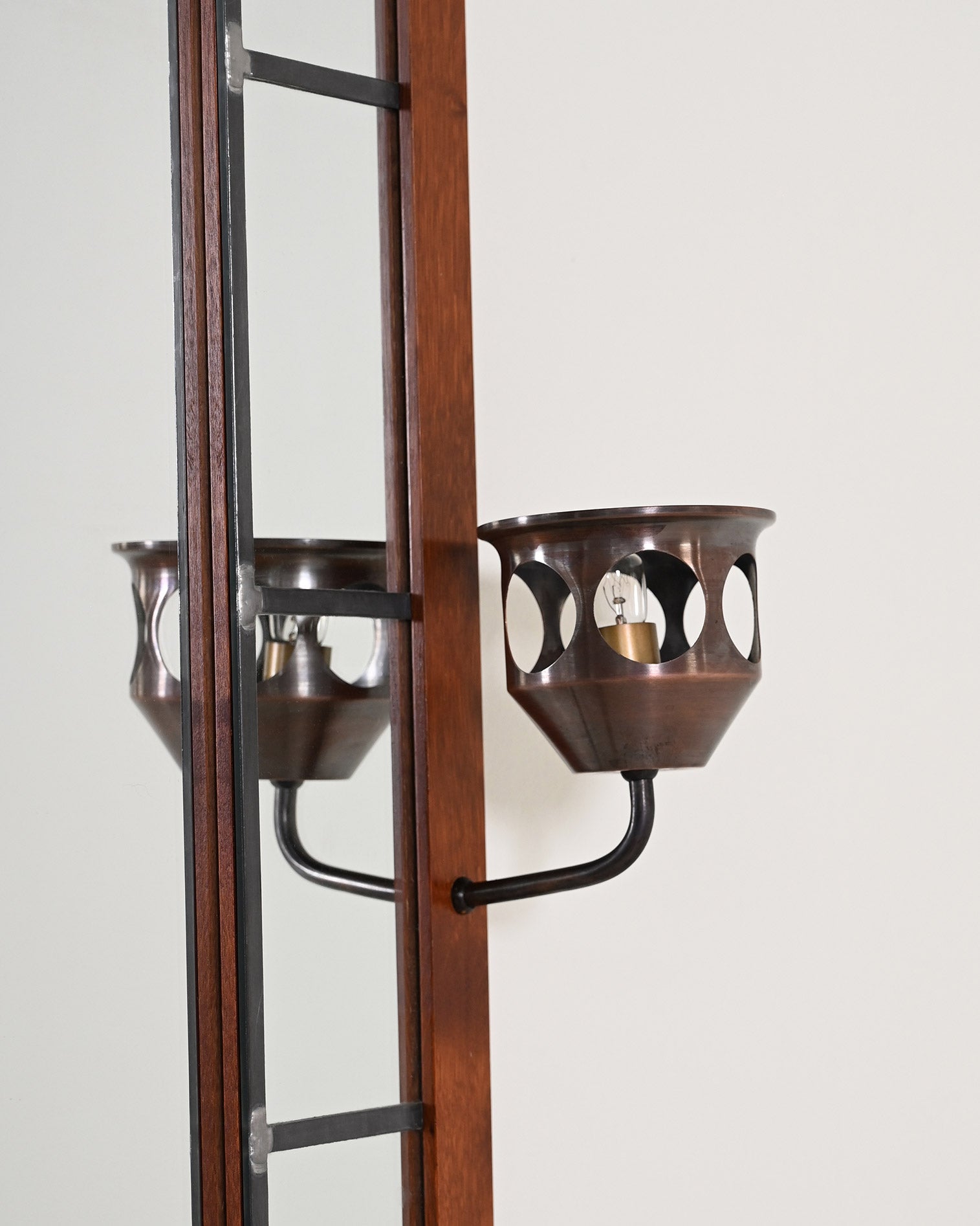 Specchio piombato di AB Glas & Trä Hovmantorp in rovere, anni '50-'60