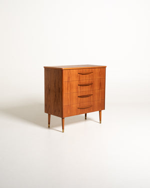 Cassettiera in teak con puntali in ottone