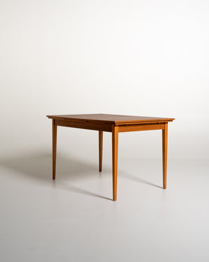 Tavolo scandinavo allungabile in teak e faggio, anni ’50-’60