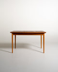 Tavolo scandinavo allungabile in teak e faggio, anni ’50-’60