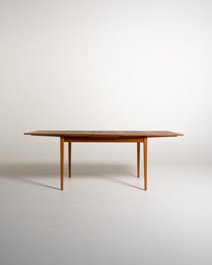 Tavolo scandinavo allungabile in teak e faggio, anni ’50-’60