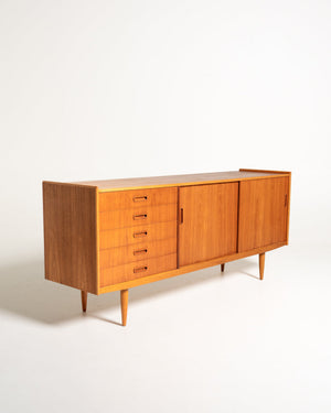Sideboard scandinavo in teak e rovere, anni ’50/’60