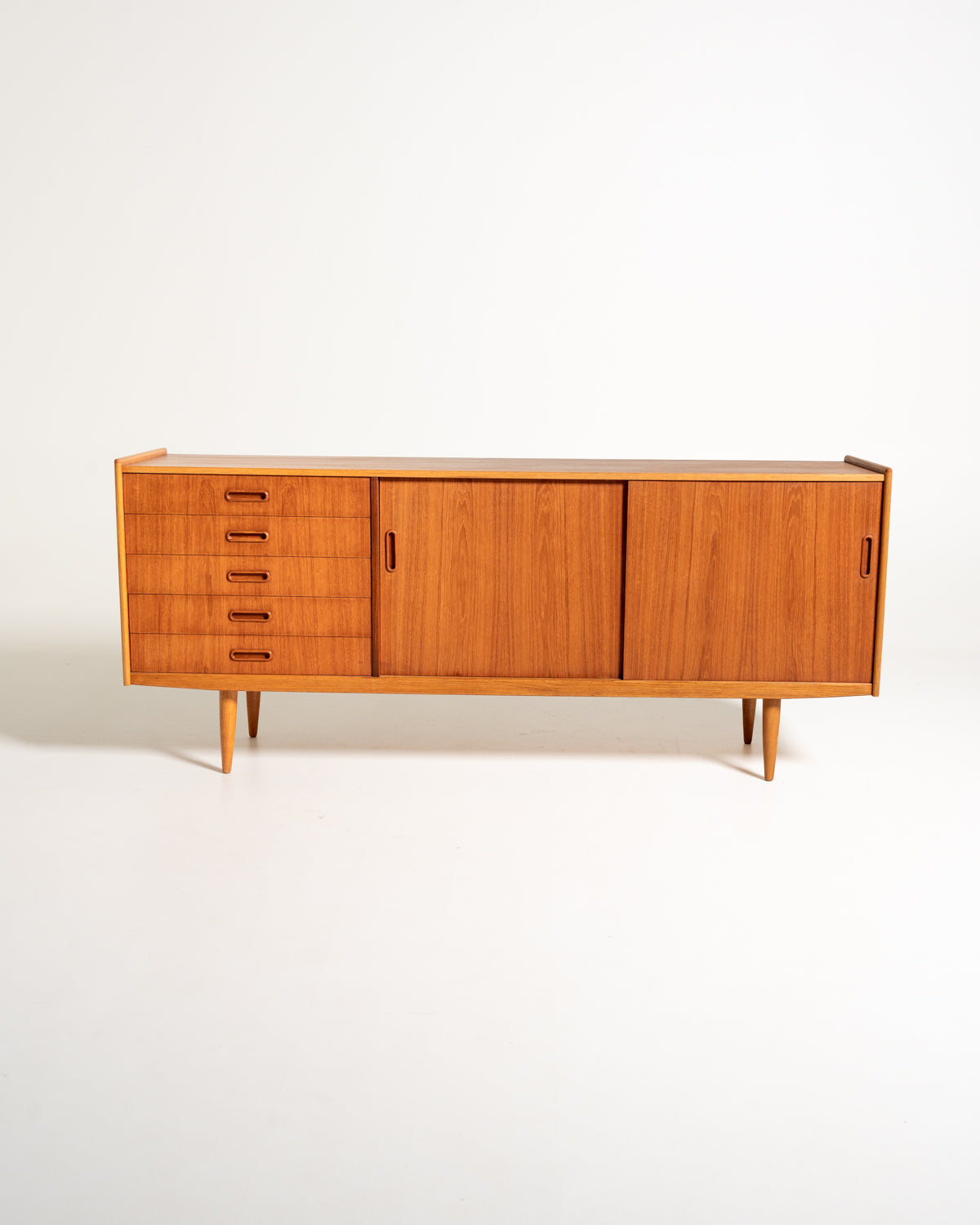 Sideboard scandinavo in teak e rovere, anni ’50/’60