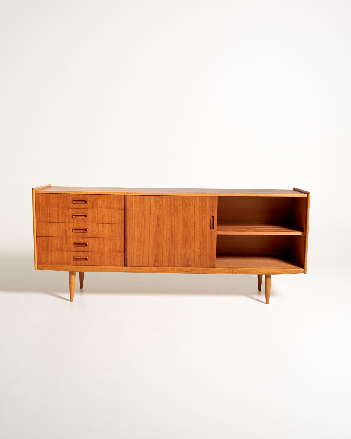 Sideboard scandinavo in teak e rovere, anni ’50/’60