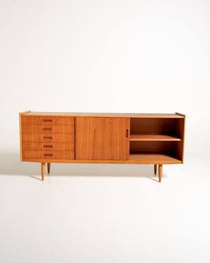 Sideboard scandinavo in teak e rovere, anni ’50/’60