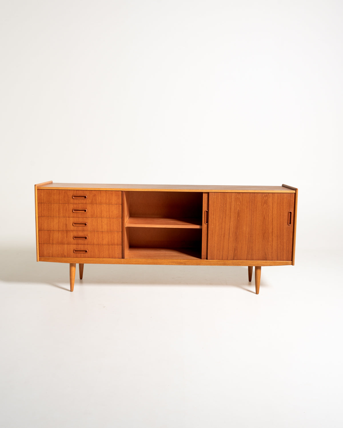 Sideboard scandinavo in teak e rovere, anni ’50/’60
