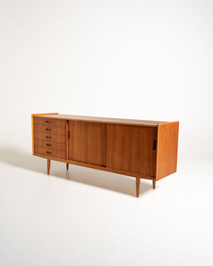 Sideboard scandinavo in teak e rovere, anni ’50/’60
